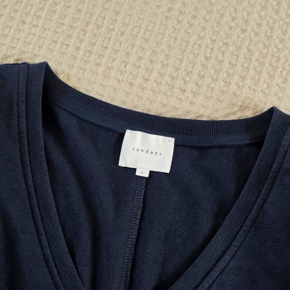 Sundays Navy Mila Puff Sleeve V-Neck Mini Casual Dress, Size Small - Picture 4 of 6